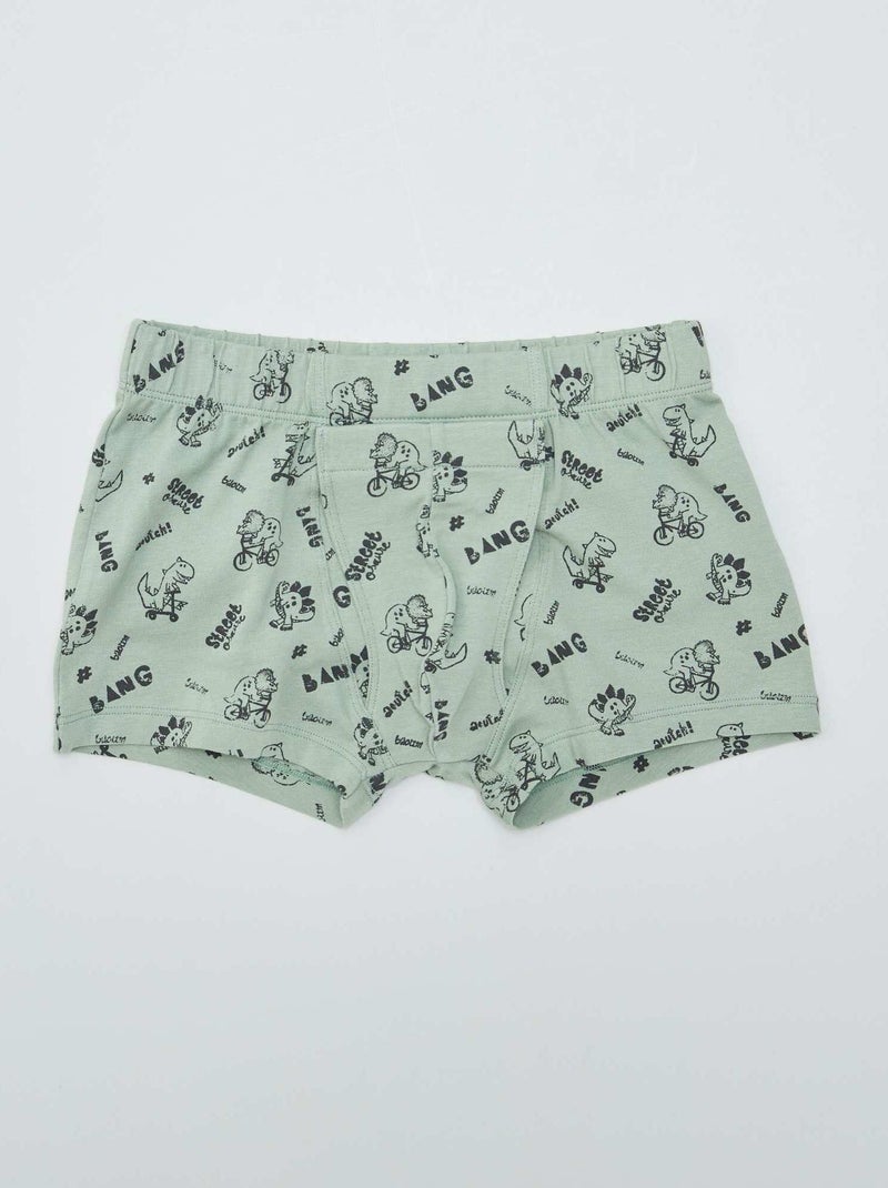 Lot de 2 boxers à scratchs - collection facile à enfiler Vert/gris - Kiabi