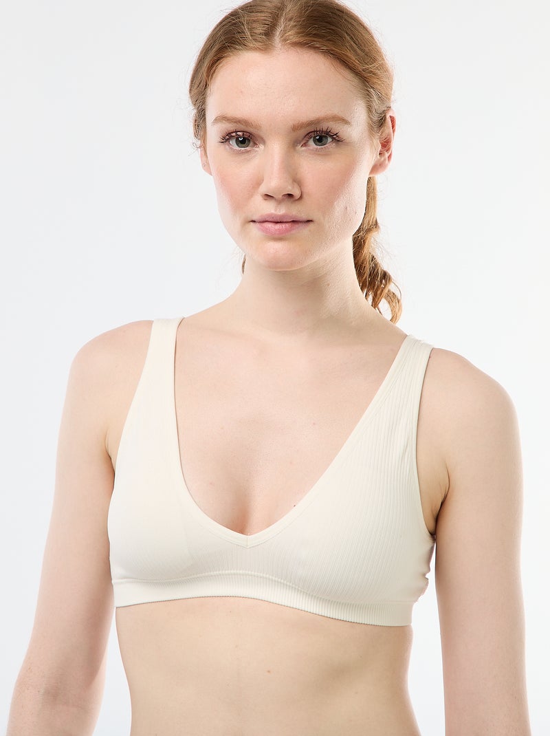 Lot de 2 brassières côtelées sans coutures Blanc - Kiabi