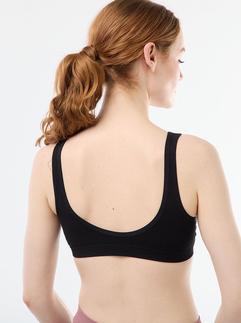 Lot de 2 brassières côtelées sans coutures Noir - Kiabi