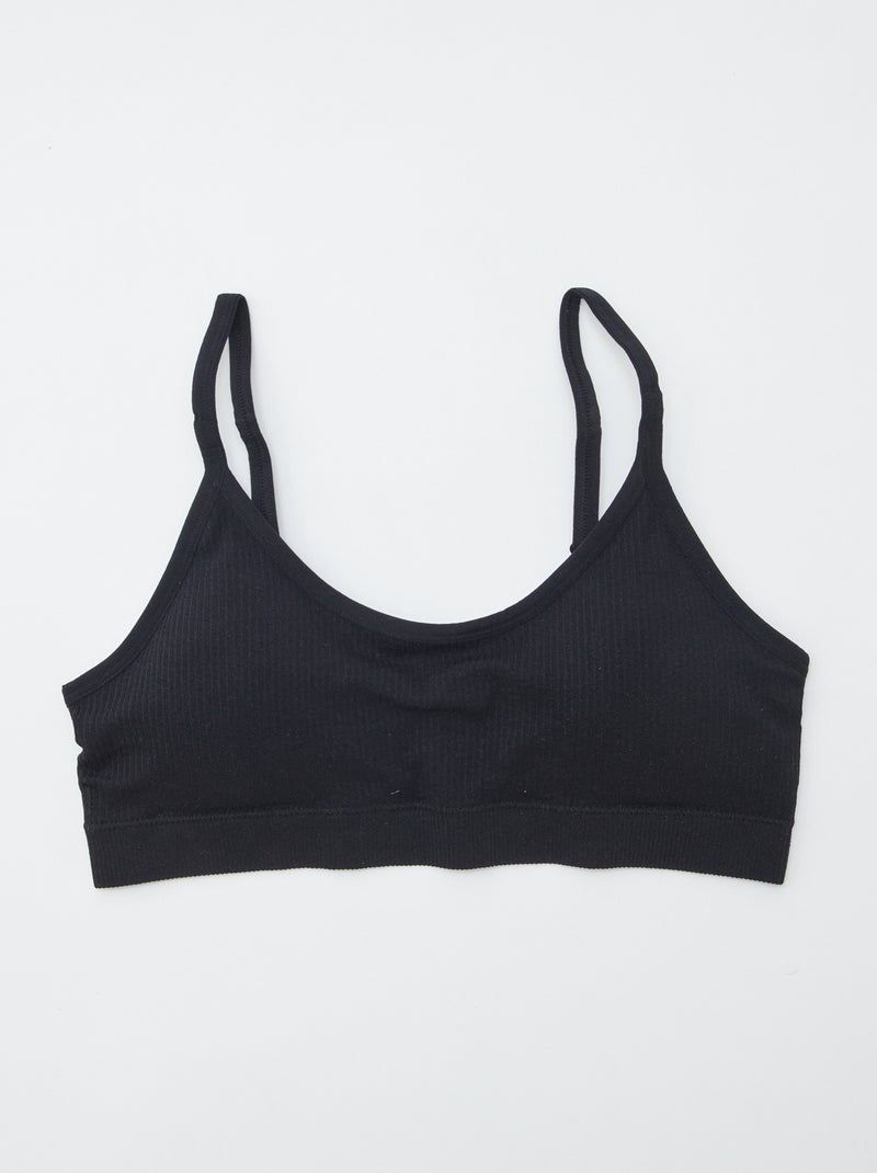 Lot de 2 brassières côtelés Blanc/noir - Kiabi