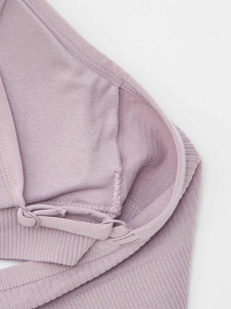 Lot de 2 brassières côtelés Noir/violet - Kiabi