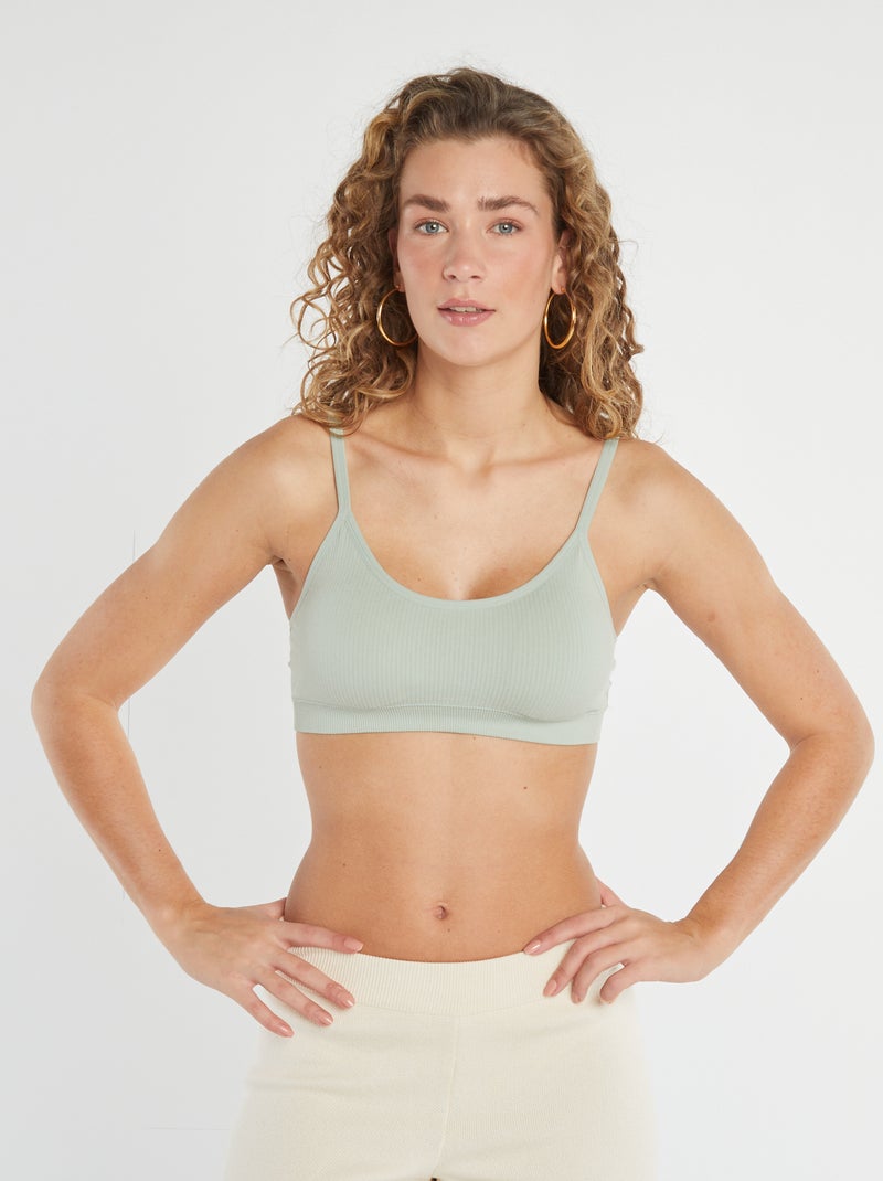 Lot de 2 brassières côtelés Vert - Kiabi