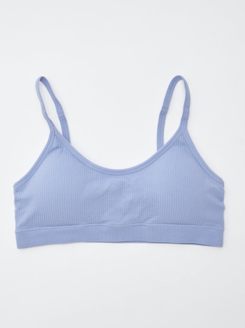 Lot de 2 brassières côtelés Violet/blanc - Kiabi