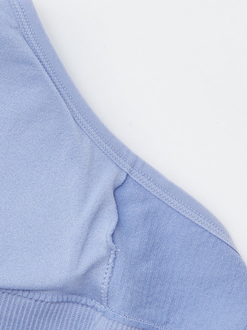 Lot de 2 brassières côtelés Violet/blanc - Kiabi