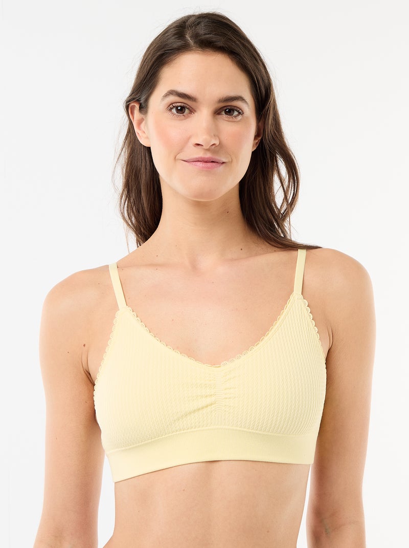 Lot de 2 brassières en maille reliefée Blanc/jaune - Kiabi
