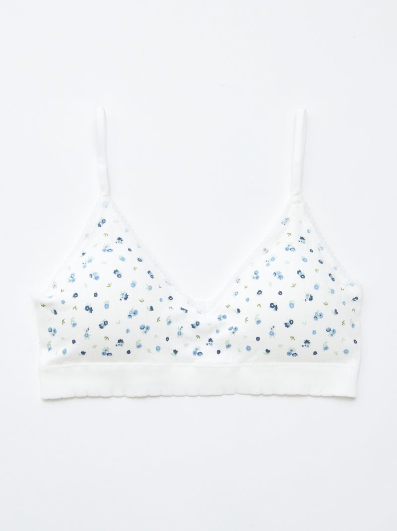 Lot de 2 brassières triangle en rib Blanc/bleu - Kiabi