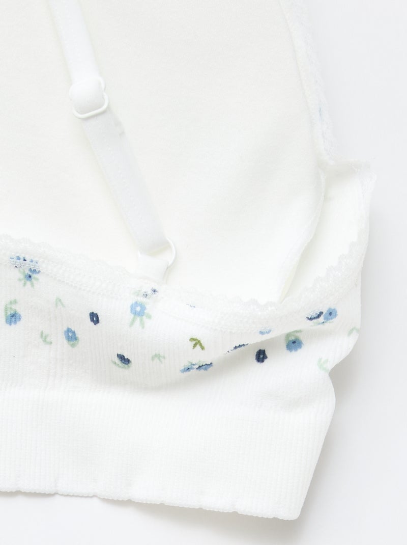 Lot de 2 brassières triangle en rib Blanc/bleu - Kiabi