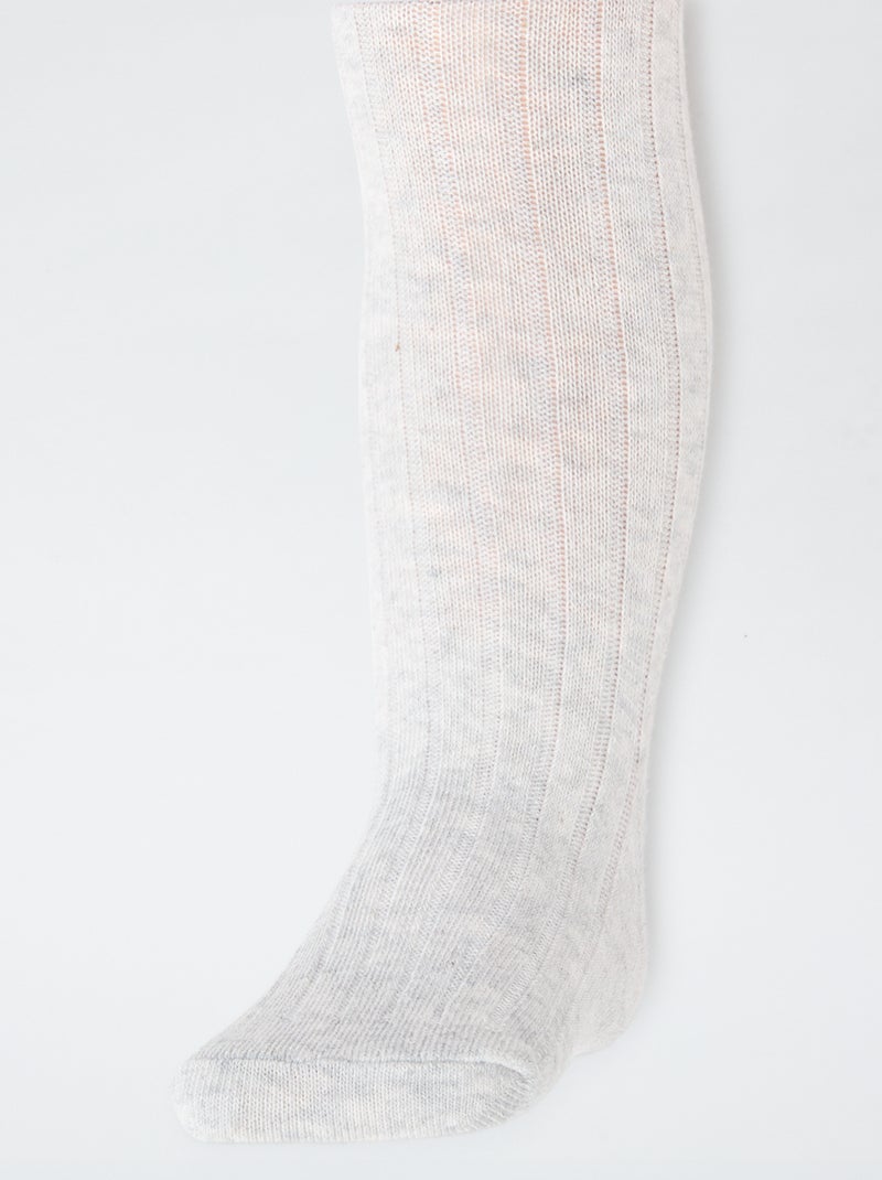 Lot de 2 collants côtelés chauds Gris - Kiabi