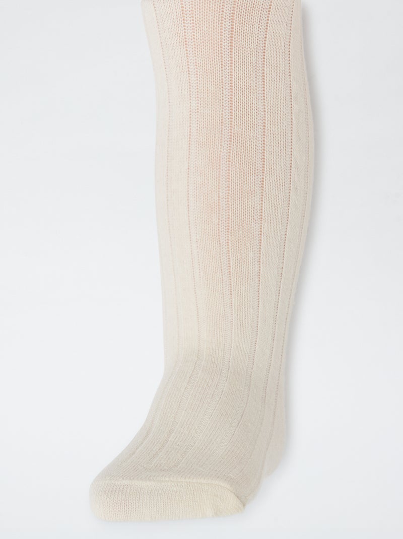Lot de 2 collants côtelés chauds Marron - Kiabi
