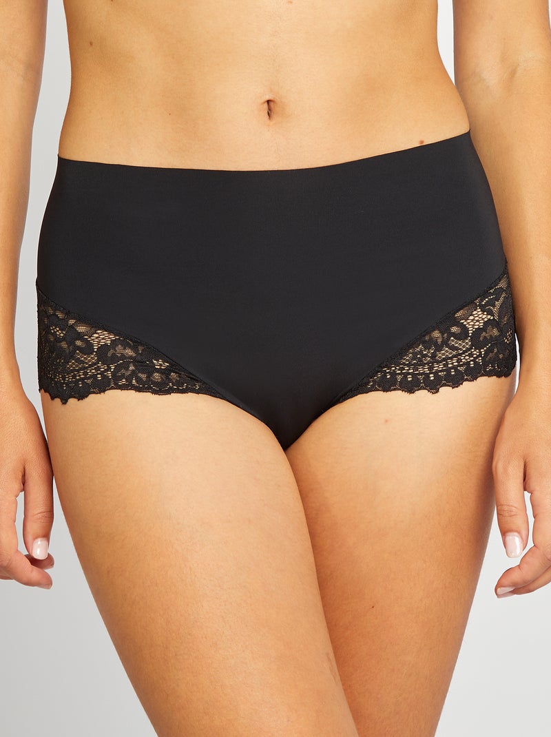 Lot de 2 culottes à taille haute Noir - Kiabi