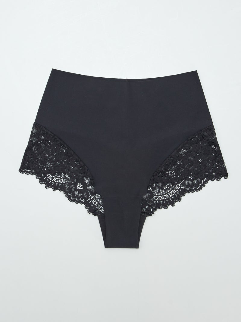 Lot de 2 culottes à taille haute Noir - Kiabi