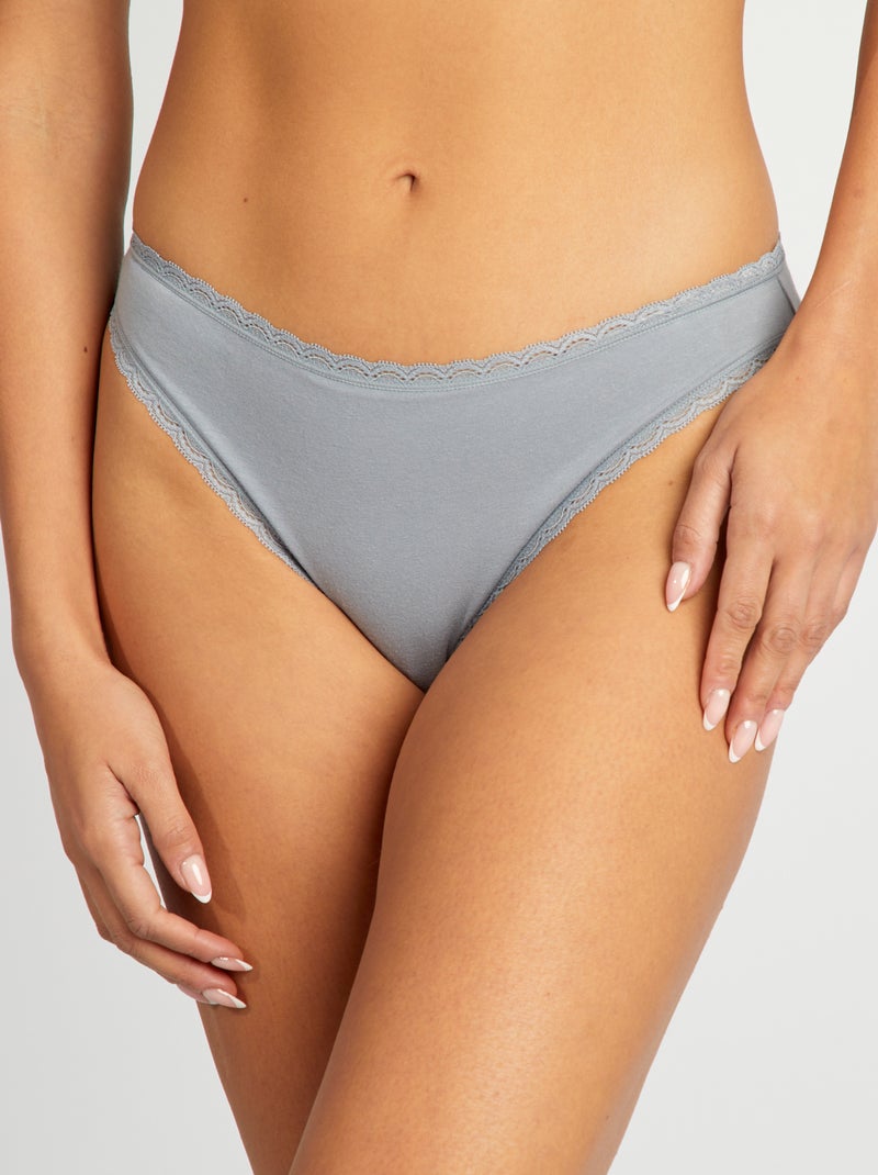 Lot de 2 culottes en coton bleu grisé - Kiabi