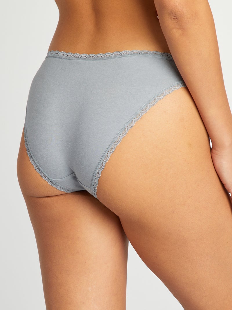 Lot de 2 culottes en coton bleu grisé - Kiabi