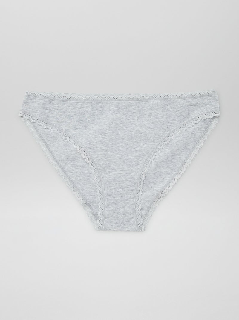 Lot de 2 culottes en coton gris chiné - Kiabi