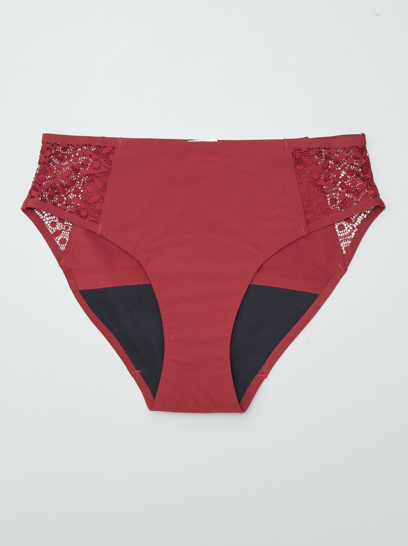 Lot de 2 culottes menstruelles flux léger Rouge/Noir - Kiabi
