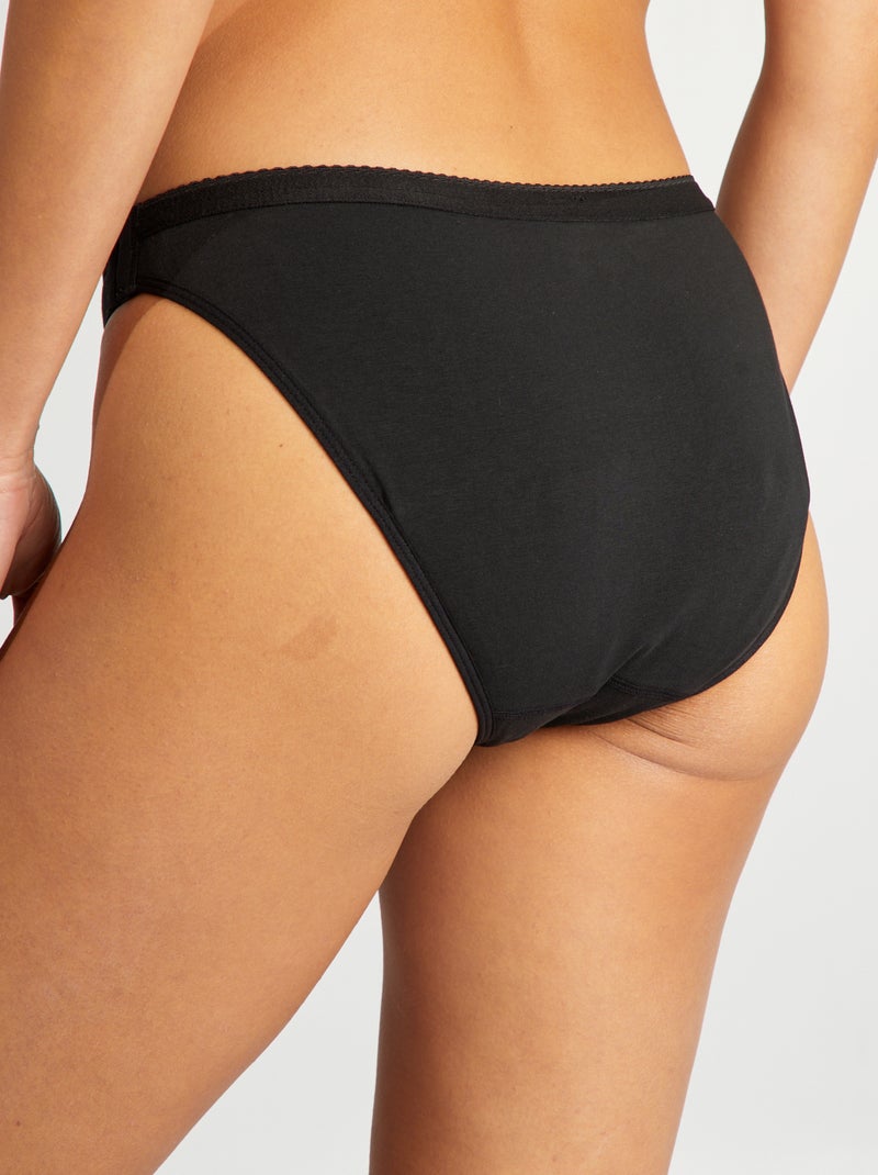 Lot de 2 culottes menstruelles lavables coton  - collection facile à enfiler Noir - Kiabi