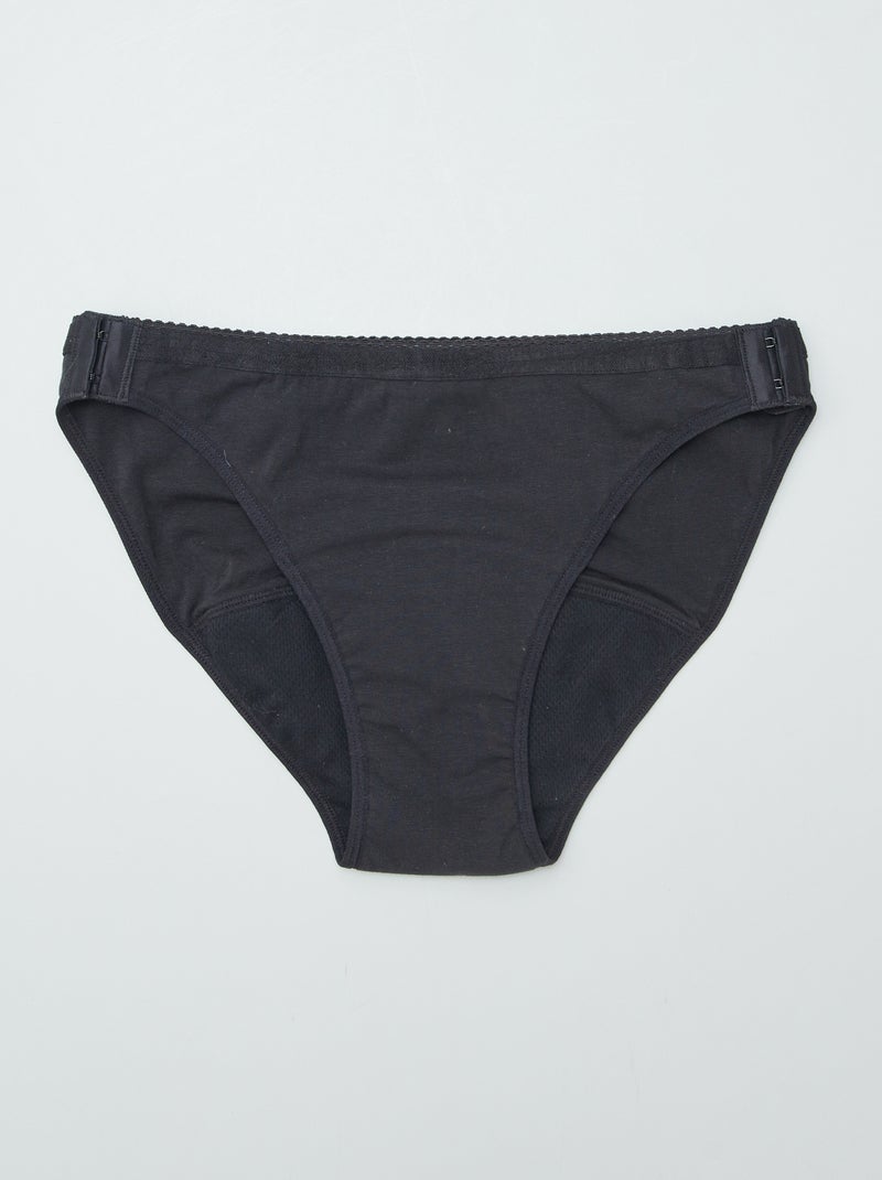 Lot de 2 culottes menstruelles lavables coton  - collection facile à enfiler Noir - Kiabi
