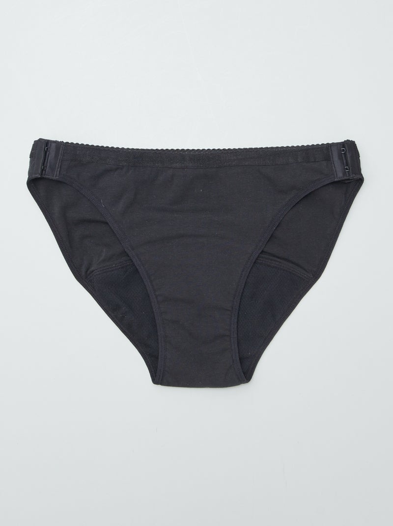 Lot de 2 culottes menstruelles lavables coton  - collection facile à enfiler Noir - Kiabi