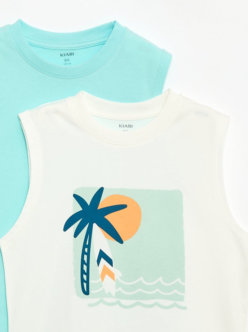 Lot de 2 débardeurs à col rond Blanc - Kiabi