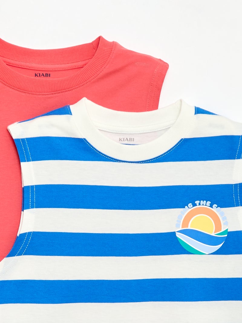 Lot de 2 débardeurs à col rond Bleu - Kiabi