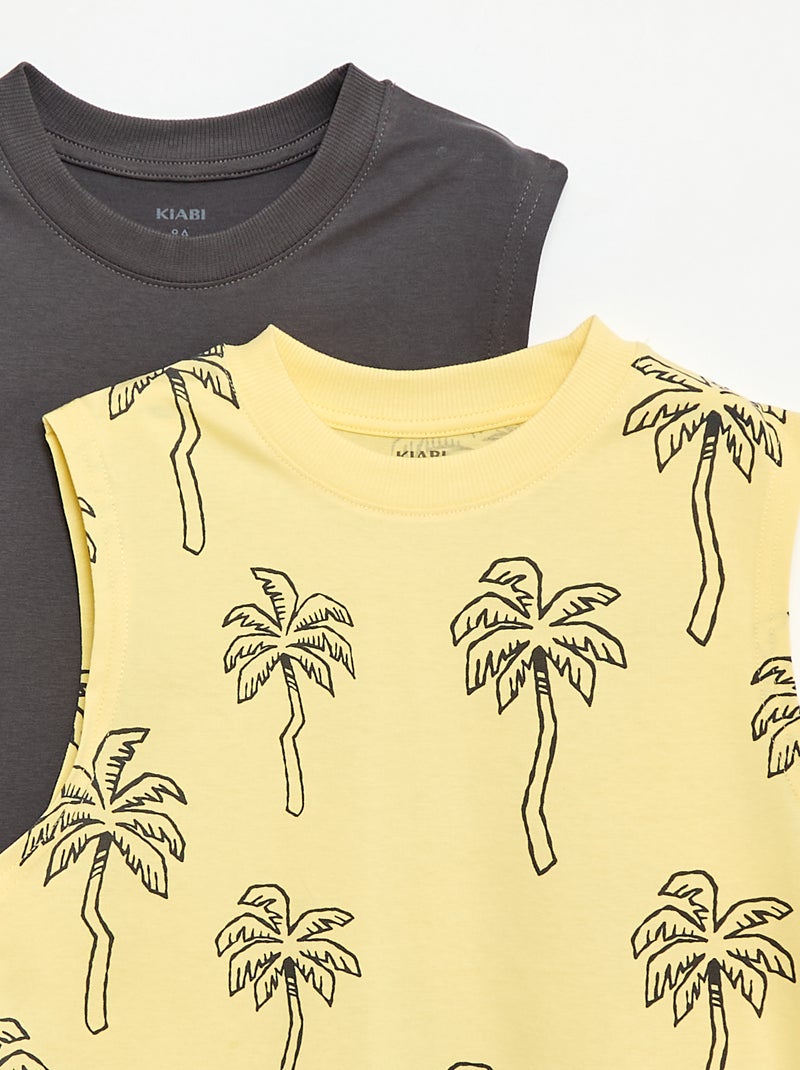 Lot de 2 débardeurs à col rond Jaune - Kiabi