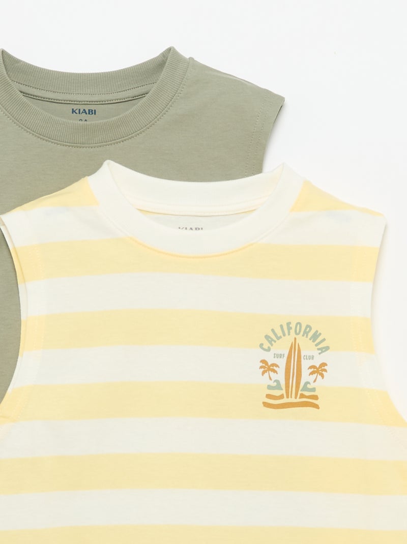 Lot de 2 débardeurs à col rond Jaune - Kiabi