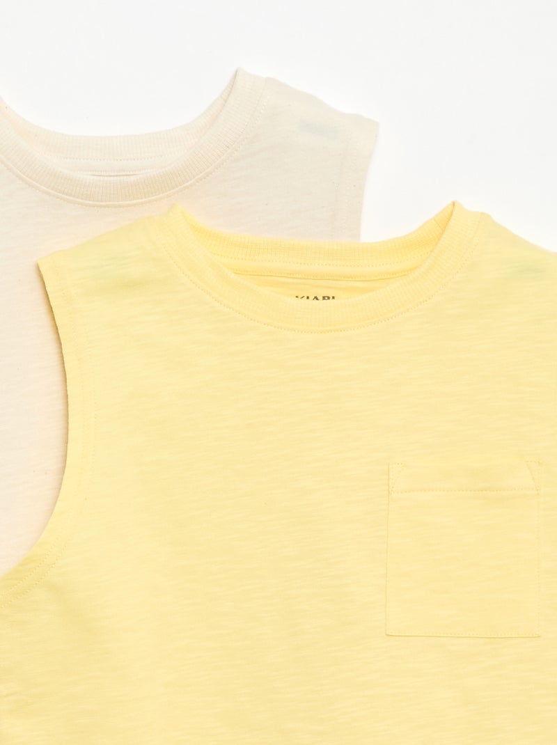 Lot de 2 débardeurs avec poche poitrine Jaune - Kiabi
