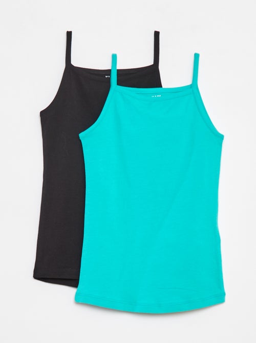 Lot de 2 débardeurs en coton stretch - Kiabi