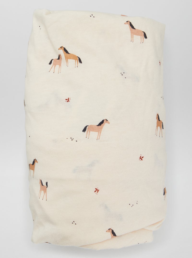 Lot de 2 draps housse Blanc/pêche - Kiabi