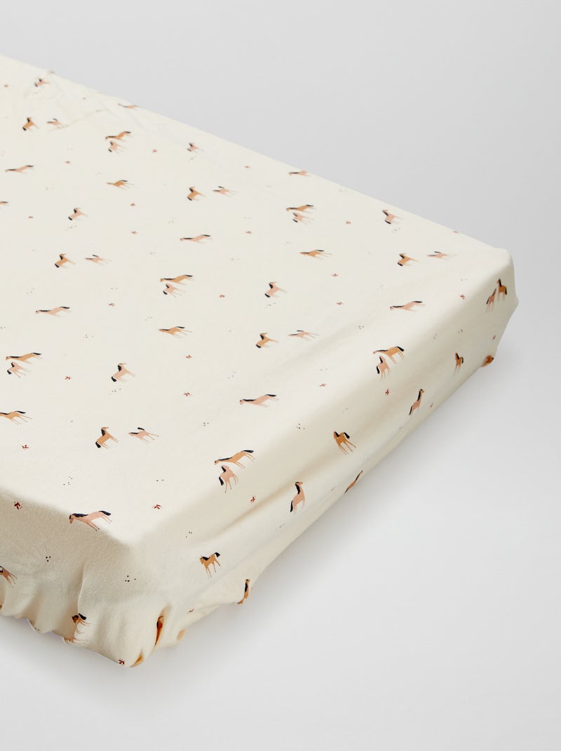 Lot de 2 draps housse Blanc/pêche - Kiabi