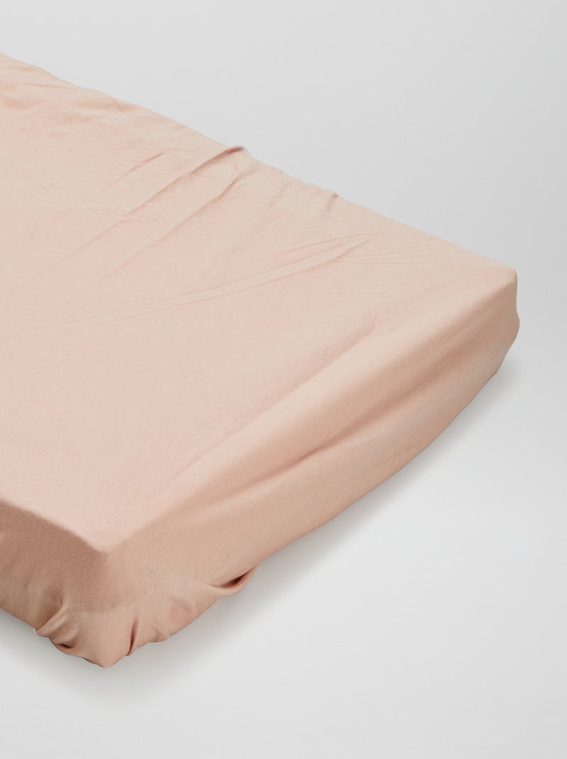 Lot de 2 draps housse Blanc/pêche - Kiabi