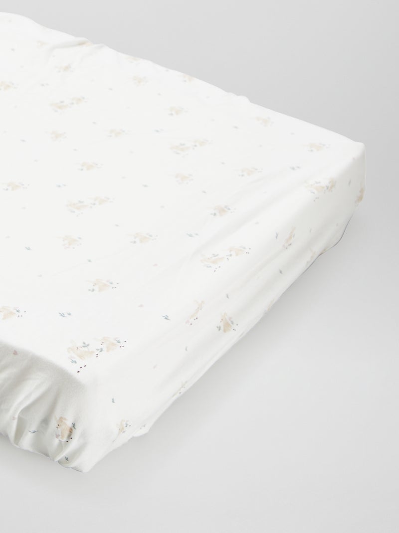 Lot de 2 draps housse Blanc/rose - Kiabi