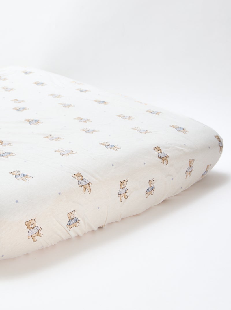 Lot de 2 draps housse en coton Beige - Kiabi