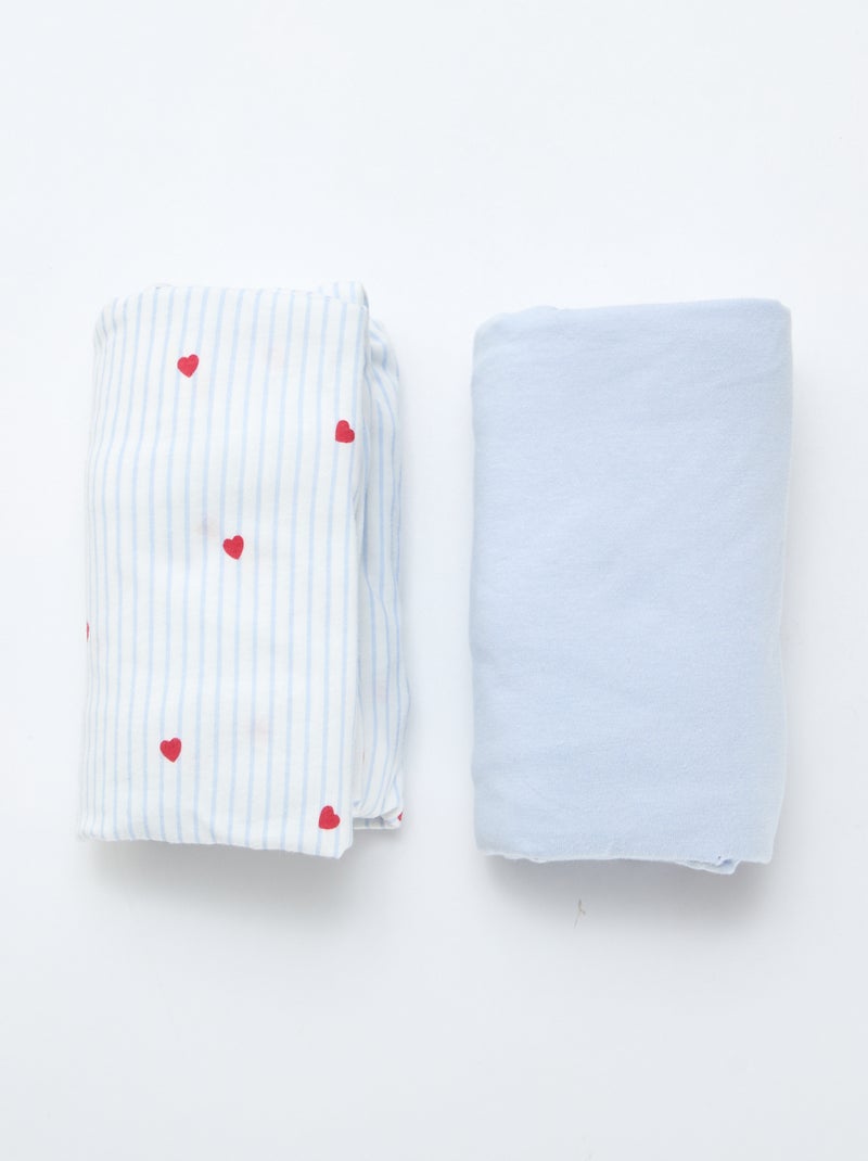 Lot de 2 draps housse en coton Bleu - Kiabi