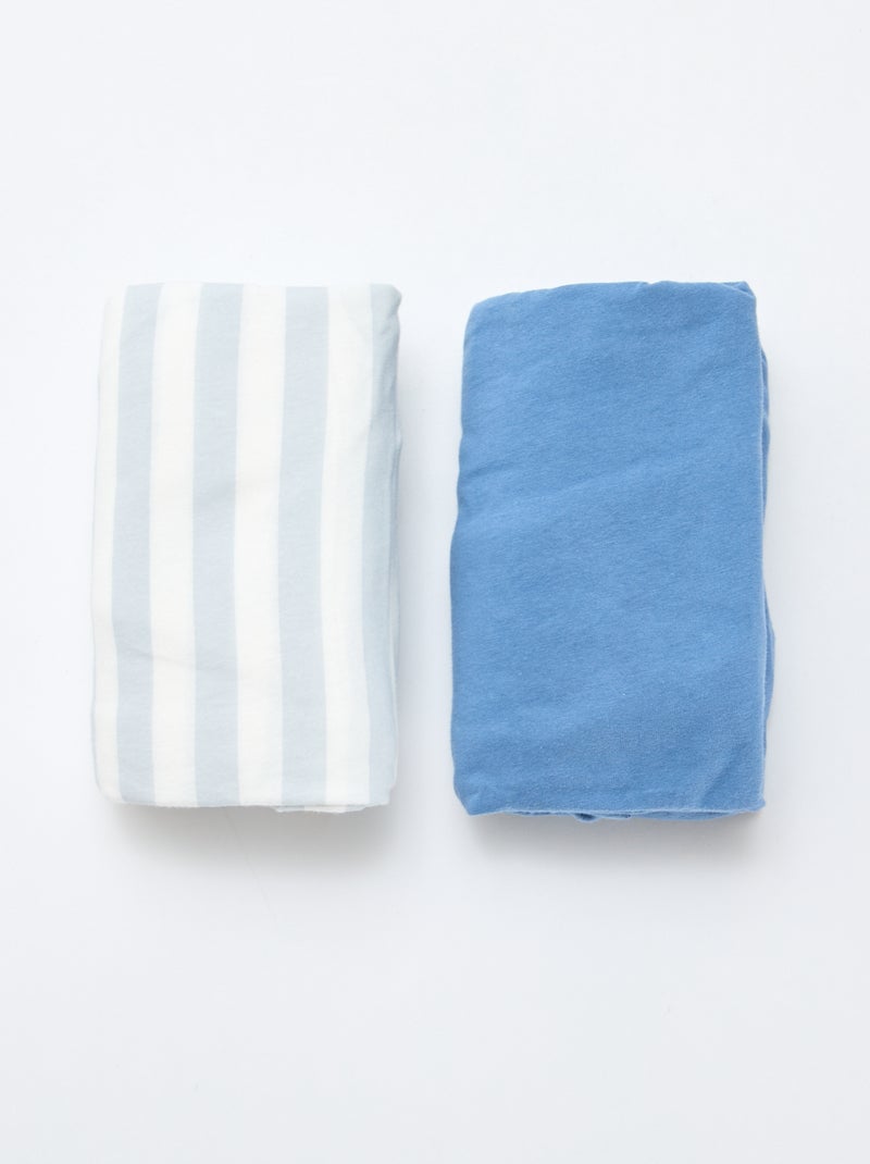 Lot de 2 draps housse en coton Bleu - Kiabi