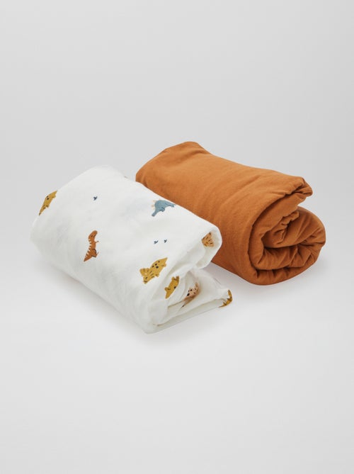 Lot de 2 draps housse en coton - Kiabi