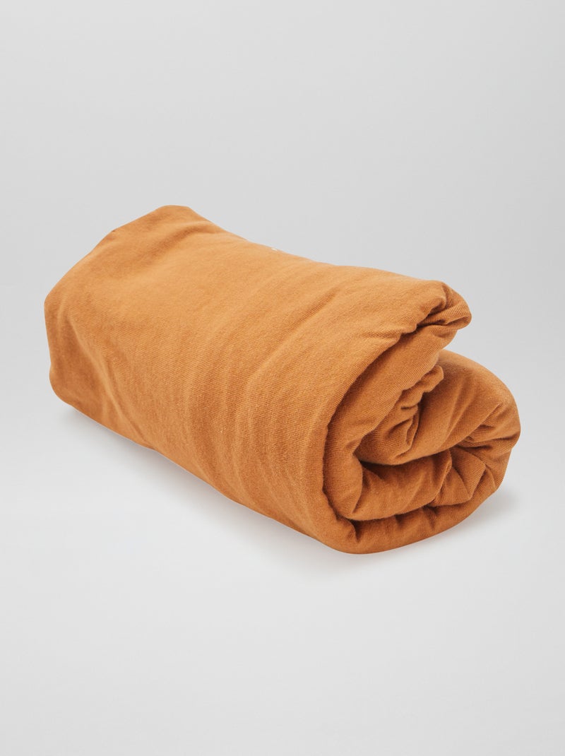 Lot de 2 draps housse en coton Marron - Kiabi