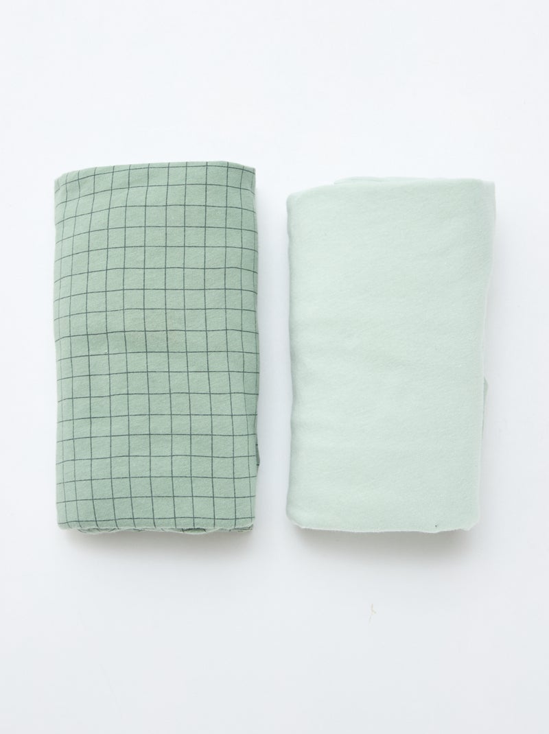 Lot de 2 draps housse en coton Vert - Kiabi