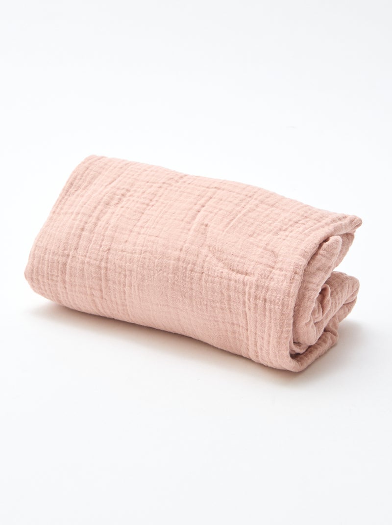 Lot de 2 draps housse gaze doux Rose - Kiabi