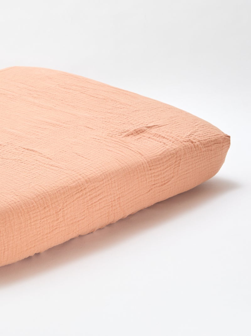 Lot de 2 draps housse gaze doux Rose - Kiabi