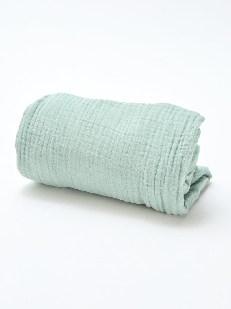 Lot de 2 draps housse gaze doux Vert - Kiabi