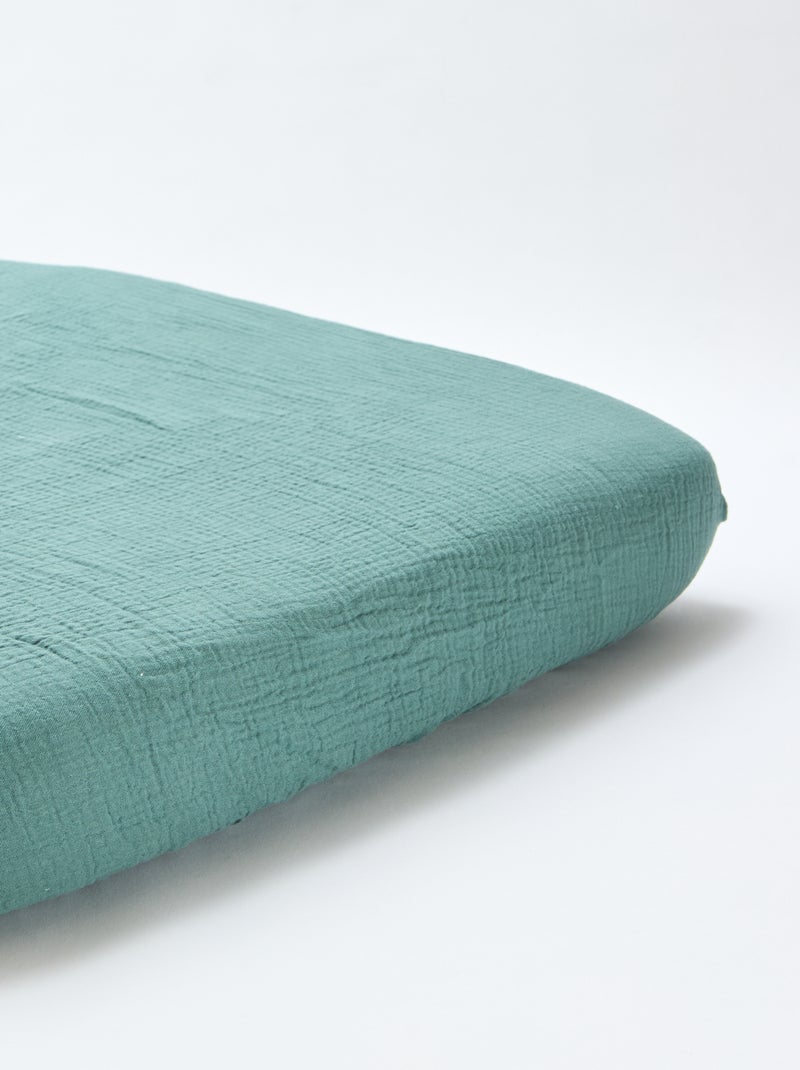 Lot de 2 draps housse gaze doux Vert - Kiabi