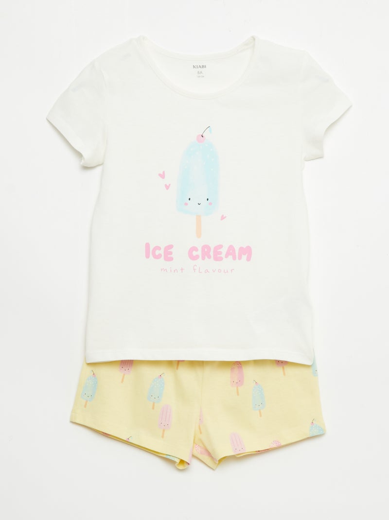 Lot de 2 ensembles de pyjama court en jersey coton Jaune - Kiabi