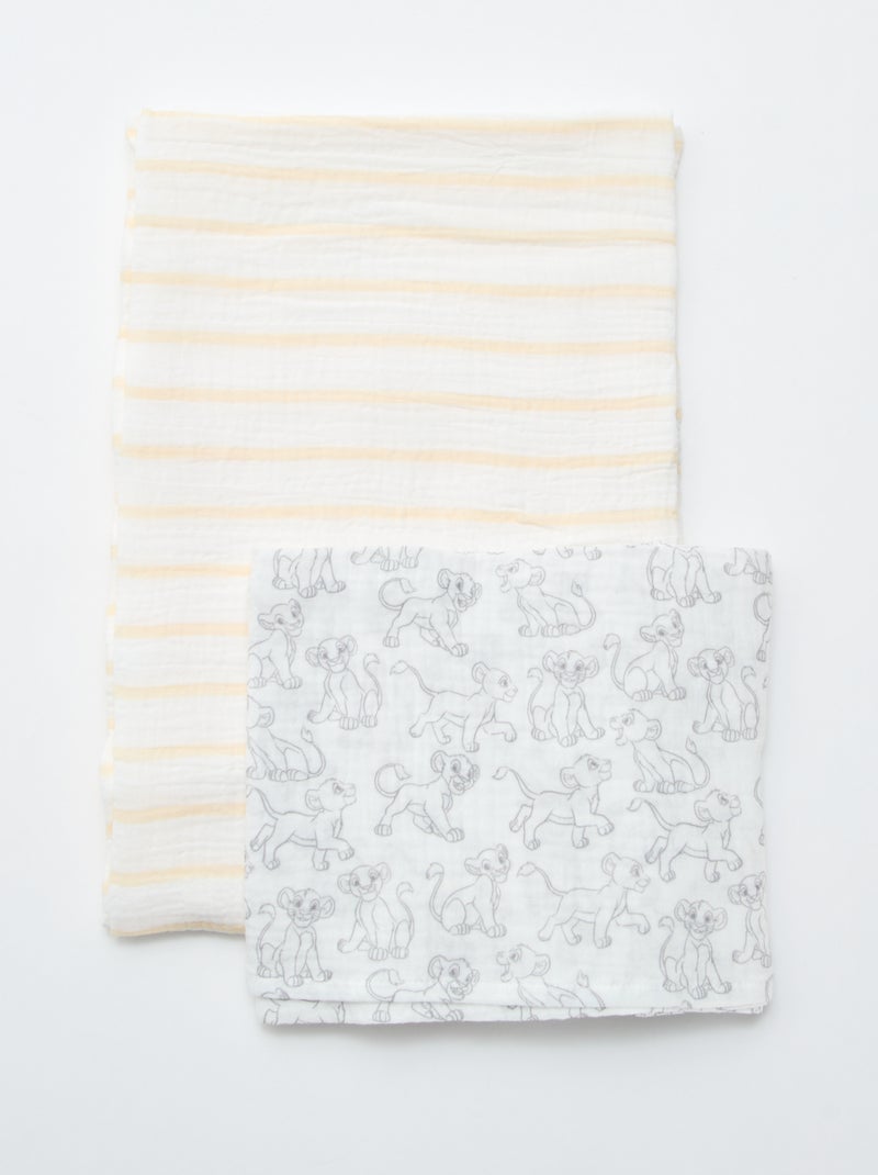 Lot de 2 langes 'Disney' en gaze de coton Blanc - Kiabi
