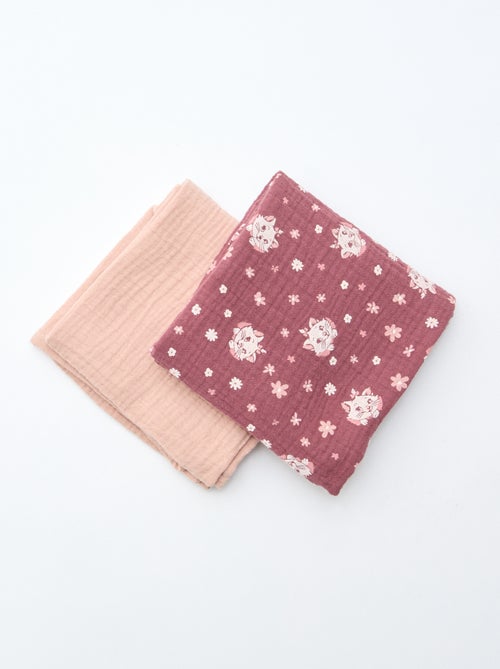 Lot de 2 langes 'Disney' 'Marie' en double gaze de coton 60x60 cm - Kiabi