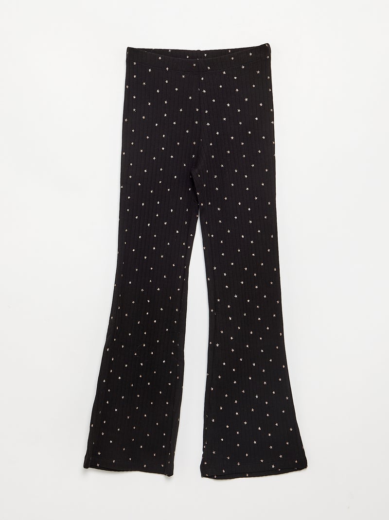 Lot de 2 leggings - 1 uni + 1 imprimé Noir - Kiabi