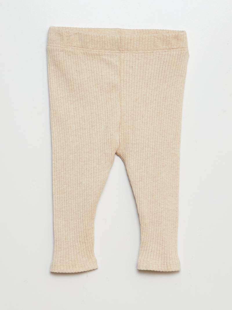 Lot de 2 leggings côtelés Beige/gris - Kiabi