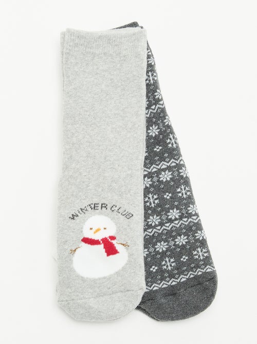 Lot de 2 paires de chaussettes chaudes - Noël - Kiabi