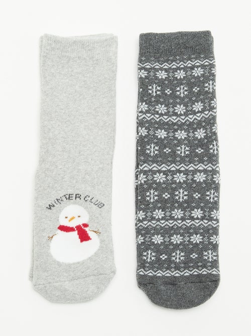 Lot de 2 paires de chaussettes chaudes - Noël - Kiabi