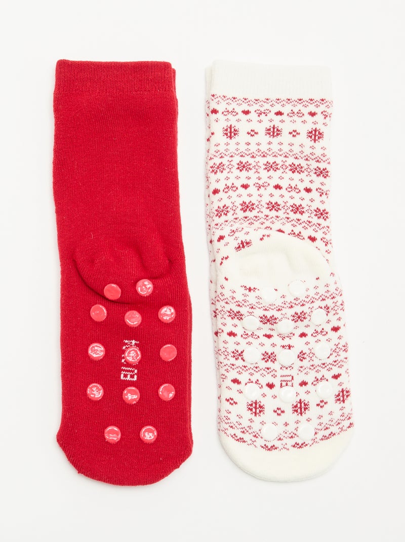 Lot de 2 paires de chaussettes chaudes - Noël Rouge - Kiabi